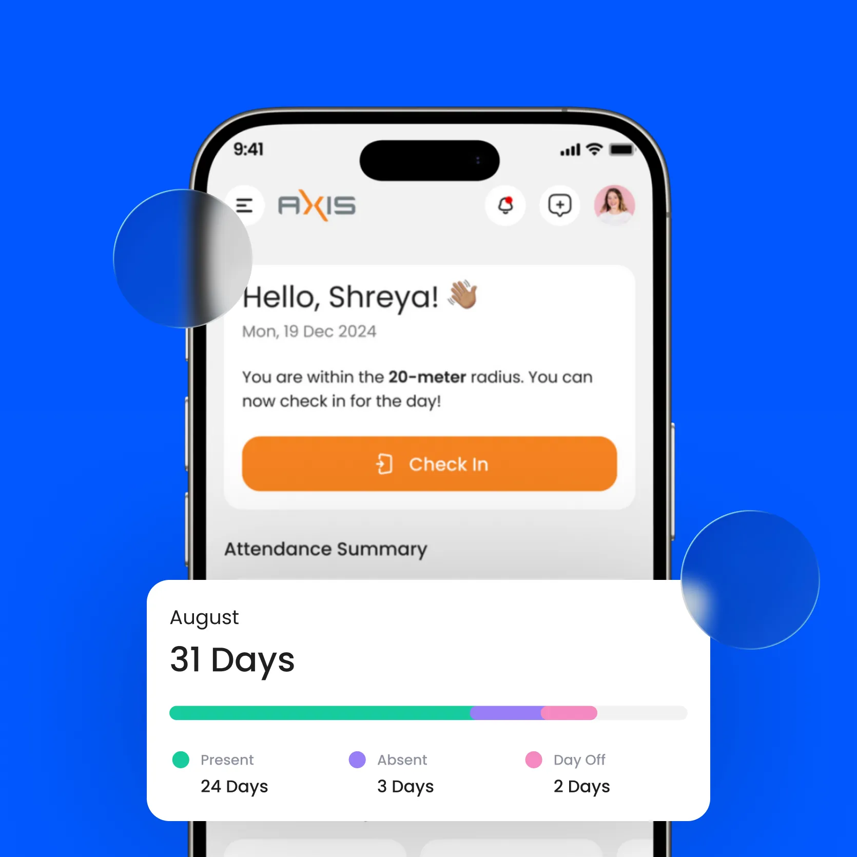 AxHub — attendance check-in and summary
