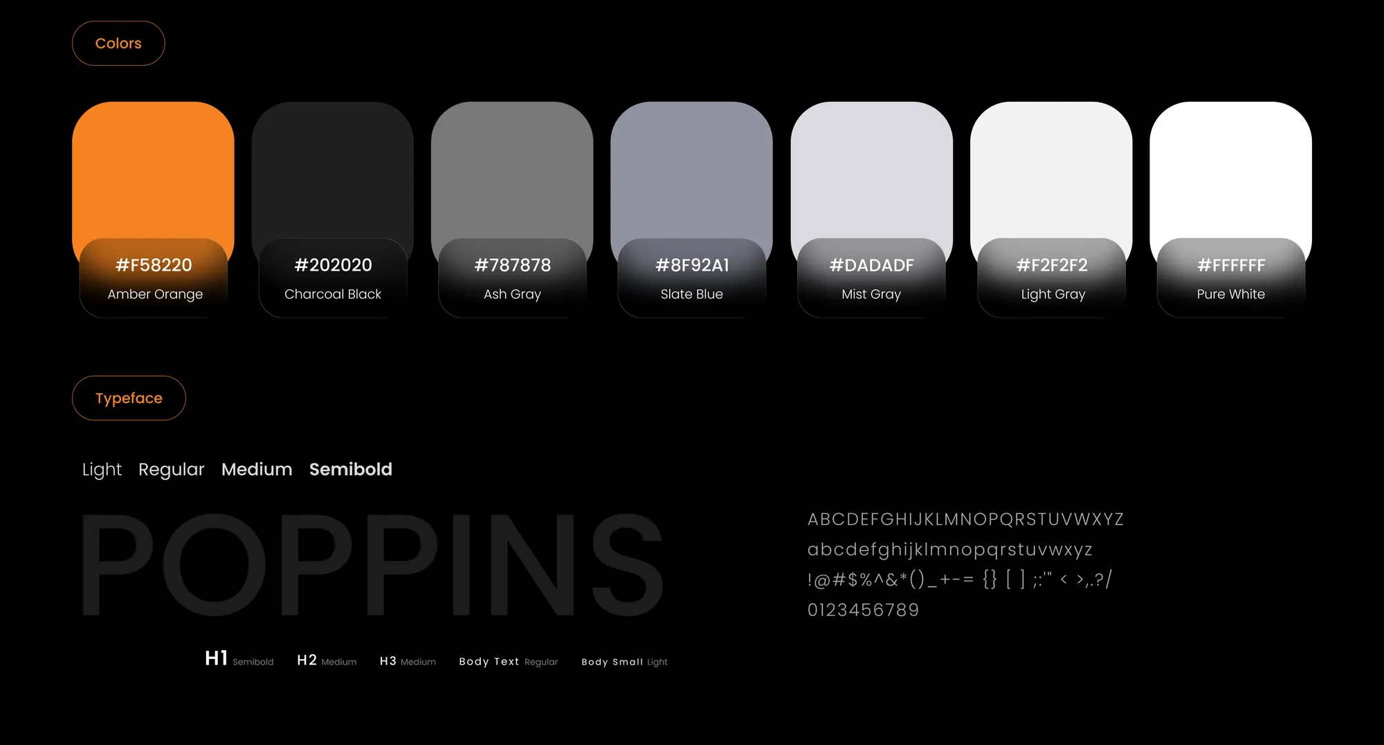 AxHub — colour palette and typography design system