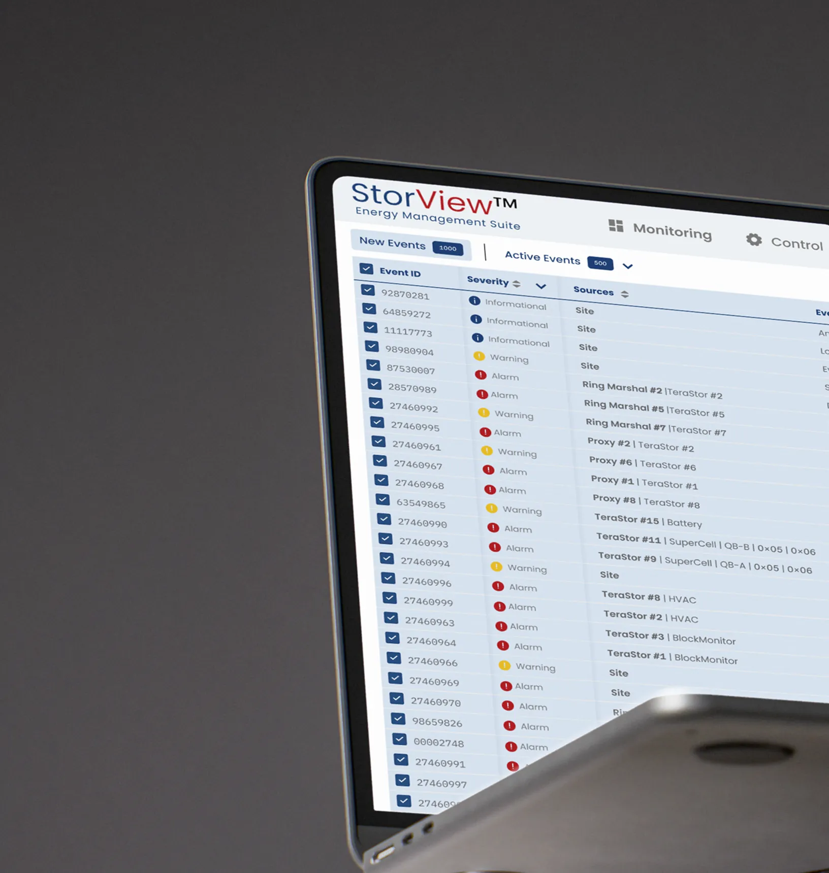 Battery Management — events detail view