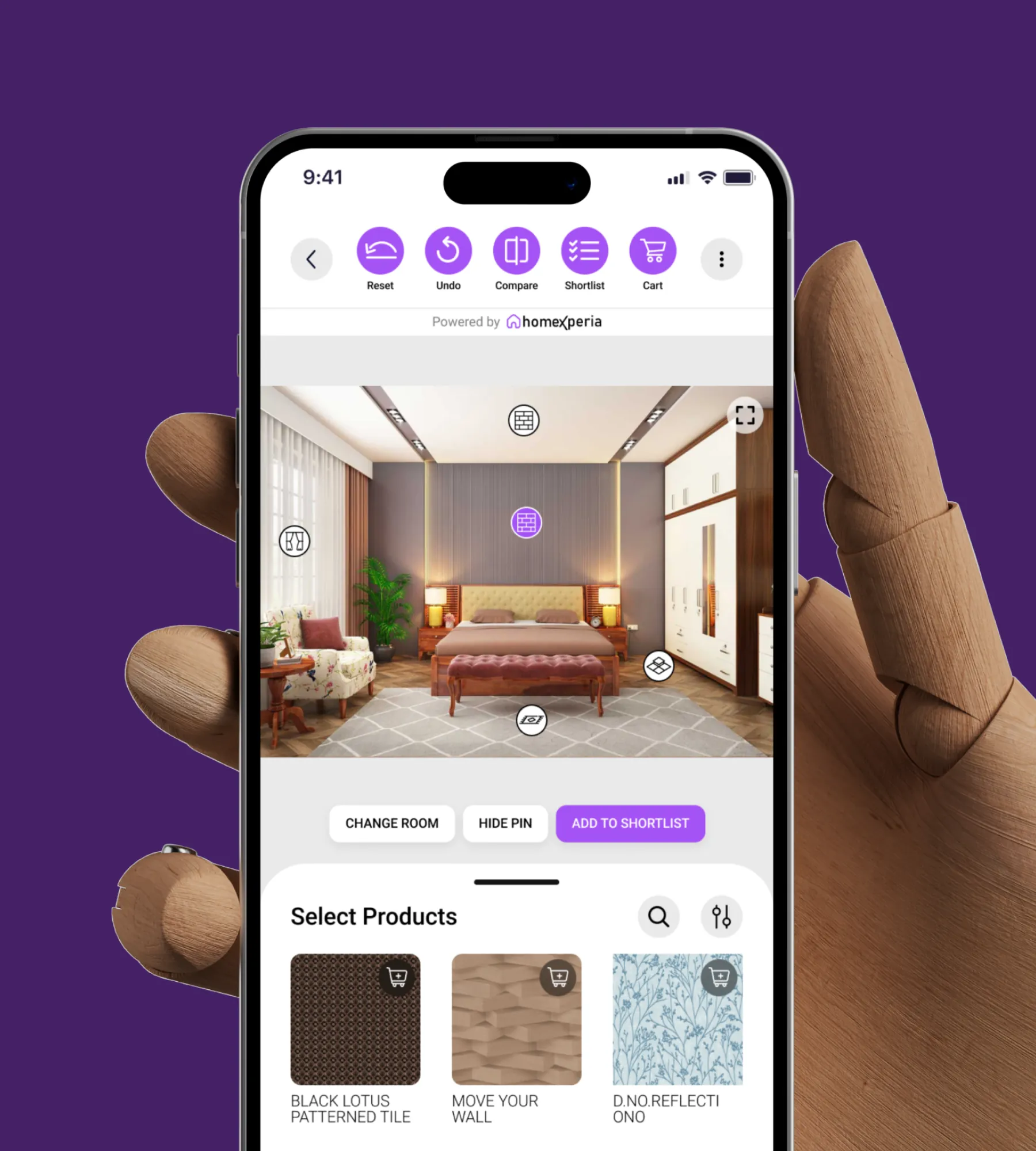 Homexperia — mobile app in use